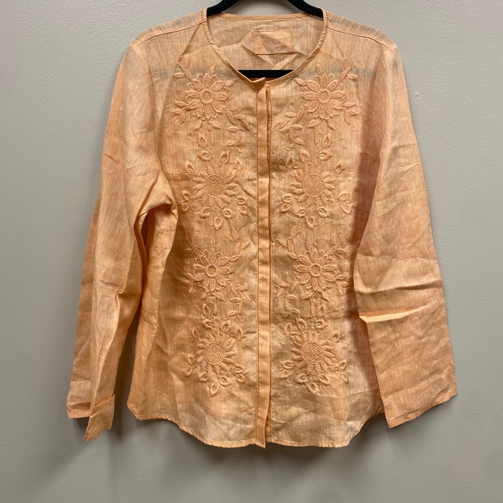 GORSUCH Cece Embroidered Linen Top Size 46/Large